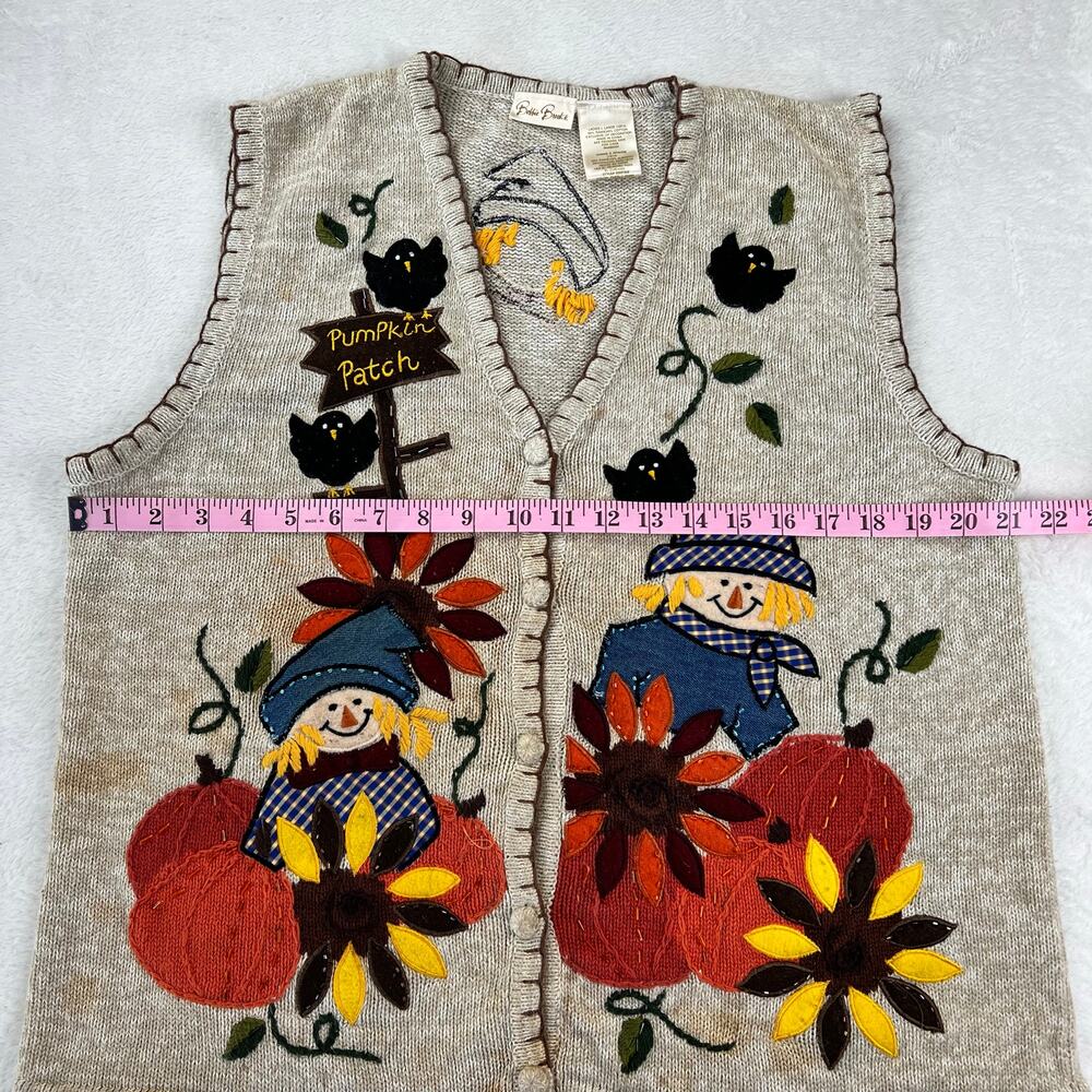 Bonnie Brooks Pumpkin Patch Fall festive sweater vest size Medium - Picture 5 of 6